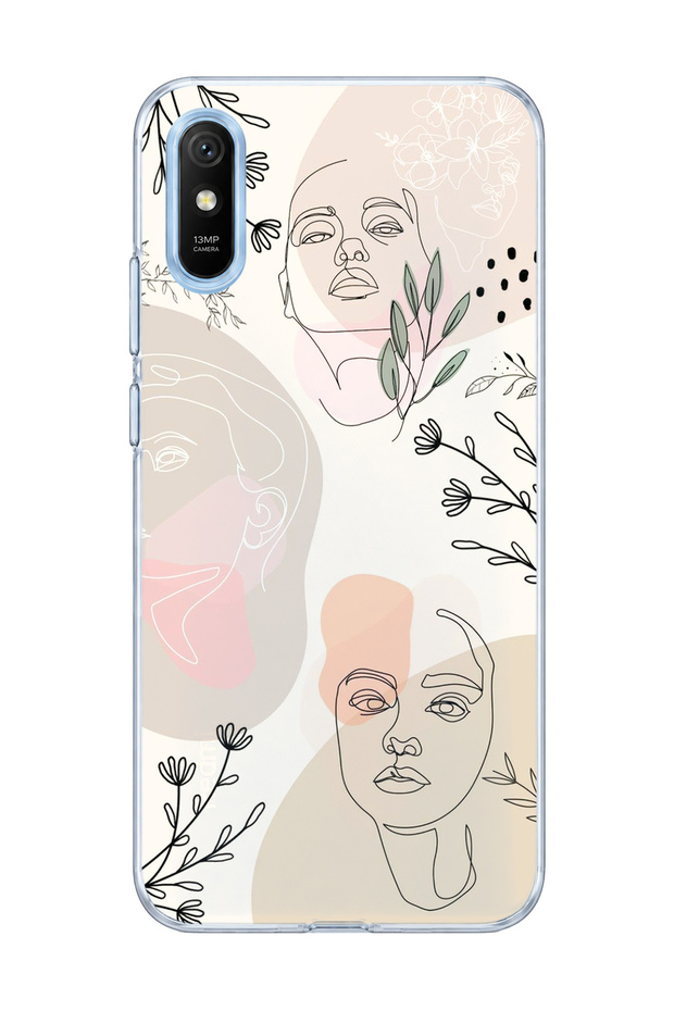 حافظة هاتف شفافة مطبوعة بتصميم أوراق الشجر متوافقة مع Redmi 9A