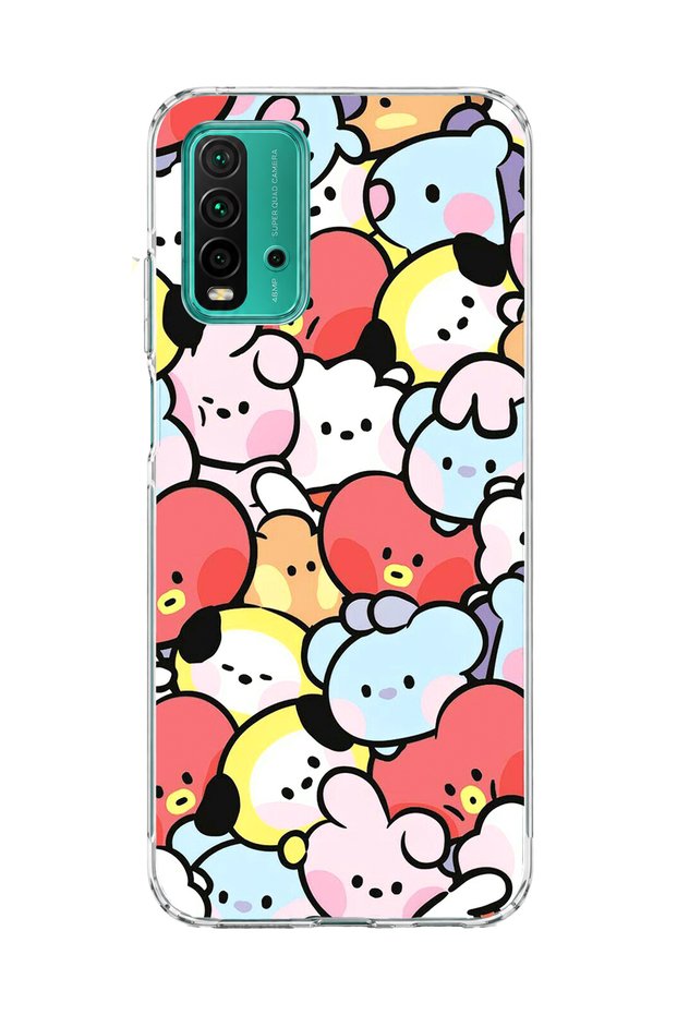 Redmi 9t Compatible Cute Colorful Characters Printed Transparent Phone Case