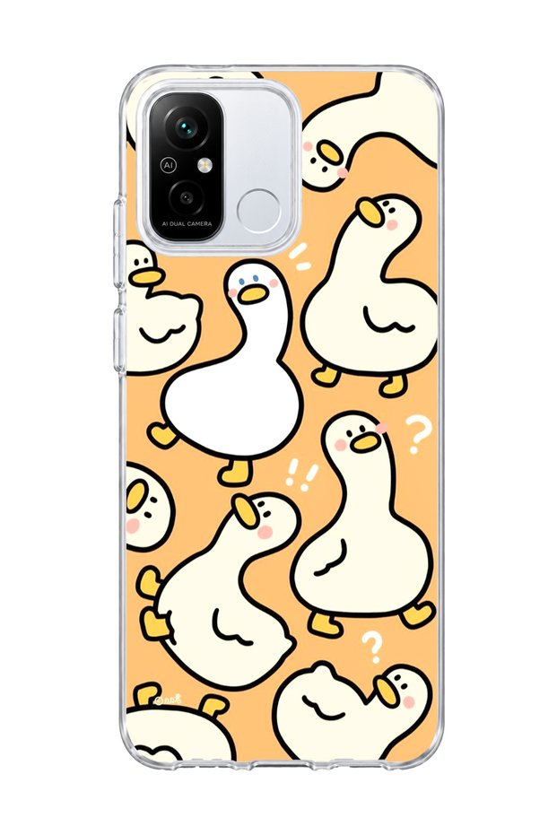 Redmi 12C Compatible Cute Duck Orange Printed Transparent Phone Case