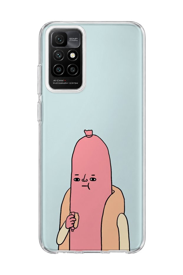 Redmi 10 2022 Compatible Funny Sausage Character Printed Transparent Phone Case