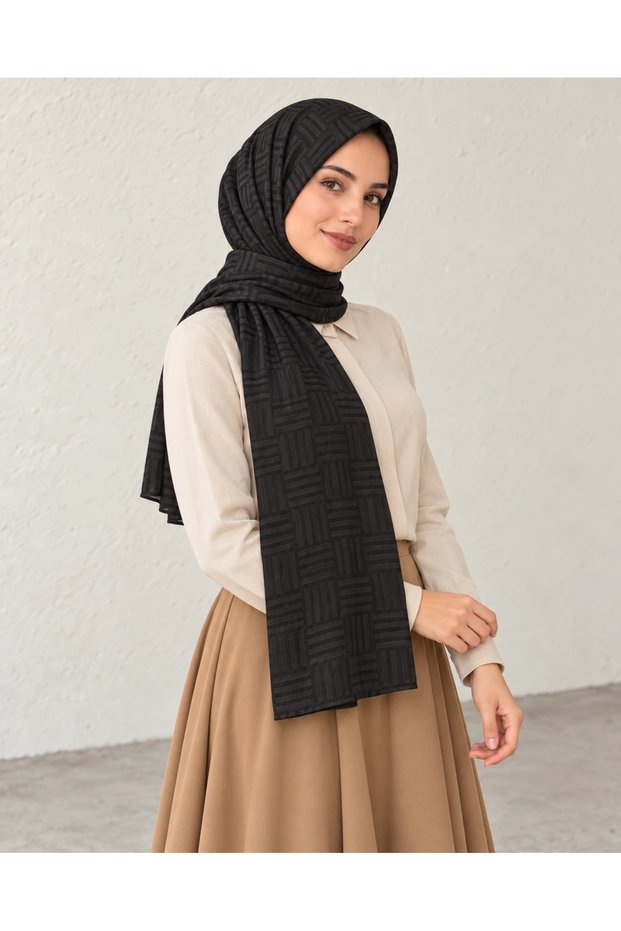 Stick Pattern Organic Cotton Shawl