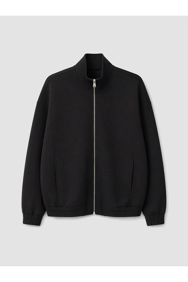 Peak New Season Black Stand Collar Men's Zippered Sweatshirt