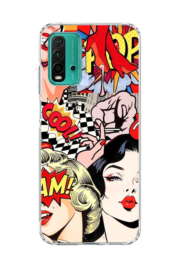 Redmi 9t Compatible Comic Book Women's Printed Transparent Phone Case