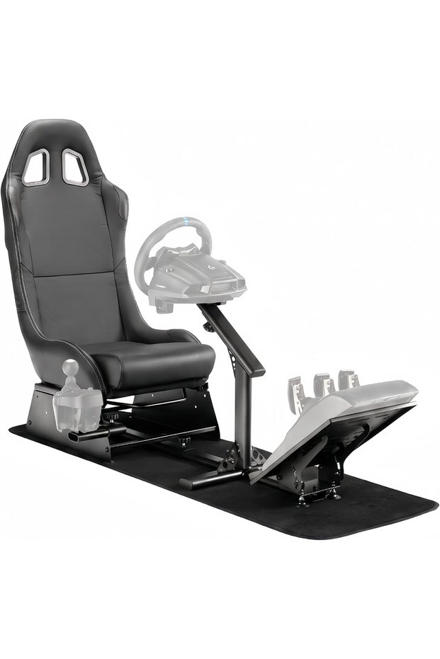 مقعد محاكاة السباق مع حامل عجلة قيادة قابل للتعديل لـ Logitech G29، Thrustmaster، Xbox، PS4