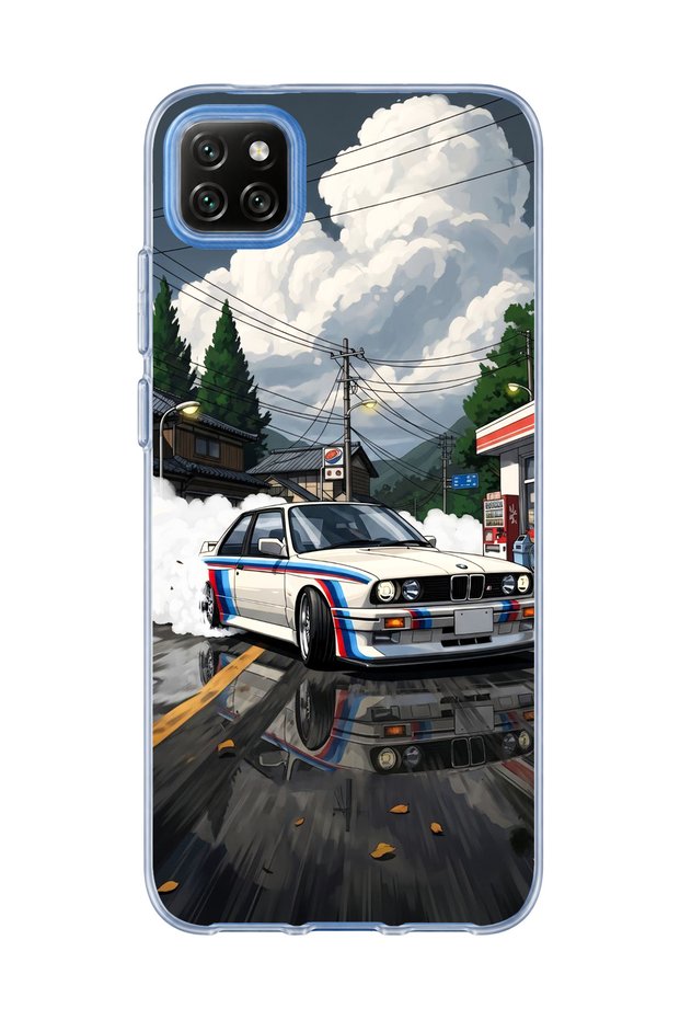 Redmi 9C Compatible Classic Car Japanese Street Printed Transparent Phone Case