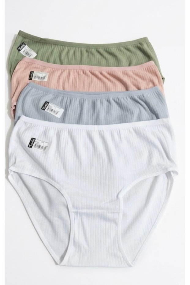 Women's Plus Size 4-Piece Ribbed Cotton Slip Panties Set