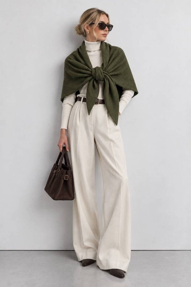 Delphine Shawl – Women's Soft Textured Shawl with Knot Detail