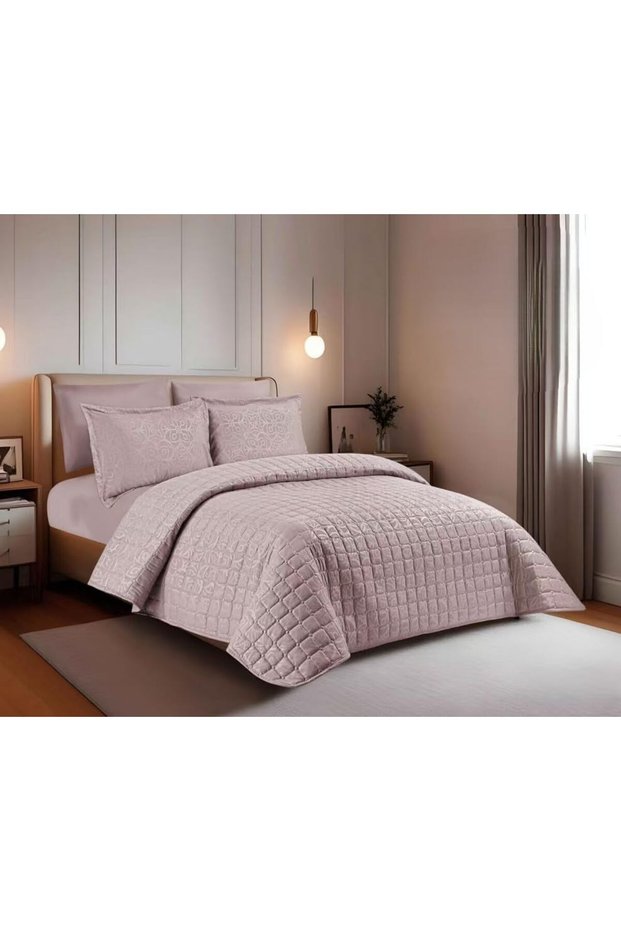 Bedding Comforter Set King Size – 6-Pcs Solid Quilted Bed Set with Microfiber Fabric, Includes Comfo