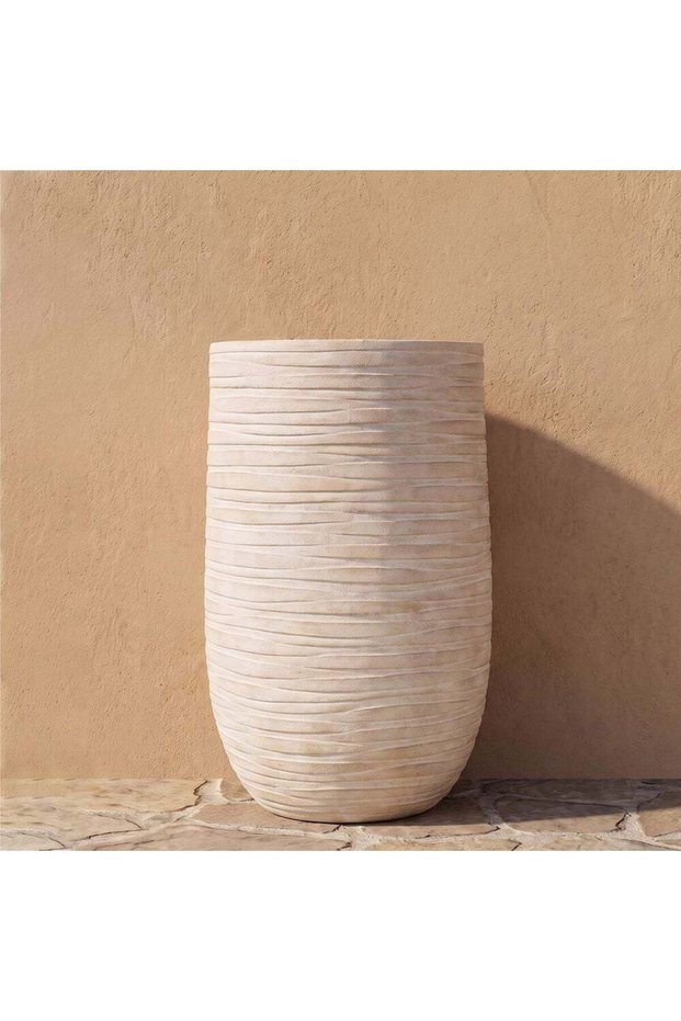 Fibre Stone Pots-Terra Lines 49X49X80Cm, Multi Color, Orga