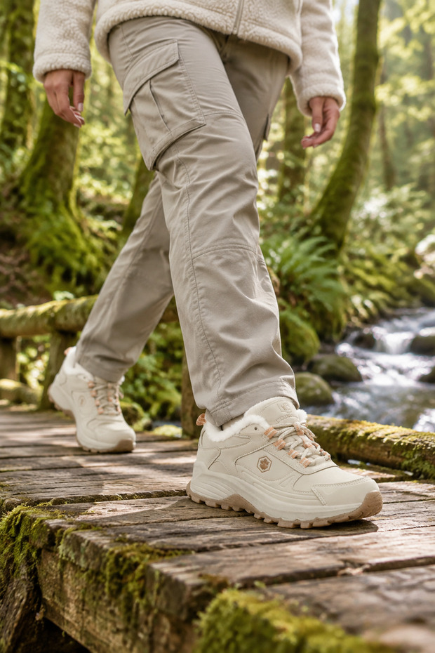 7565 Beige Color Women's Comfort Casual Trekking and Outdoor Shoes