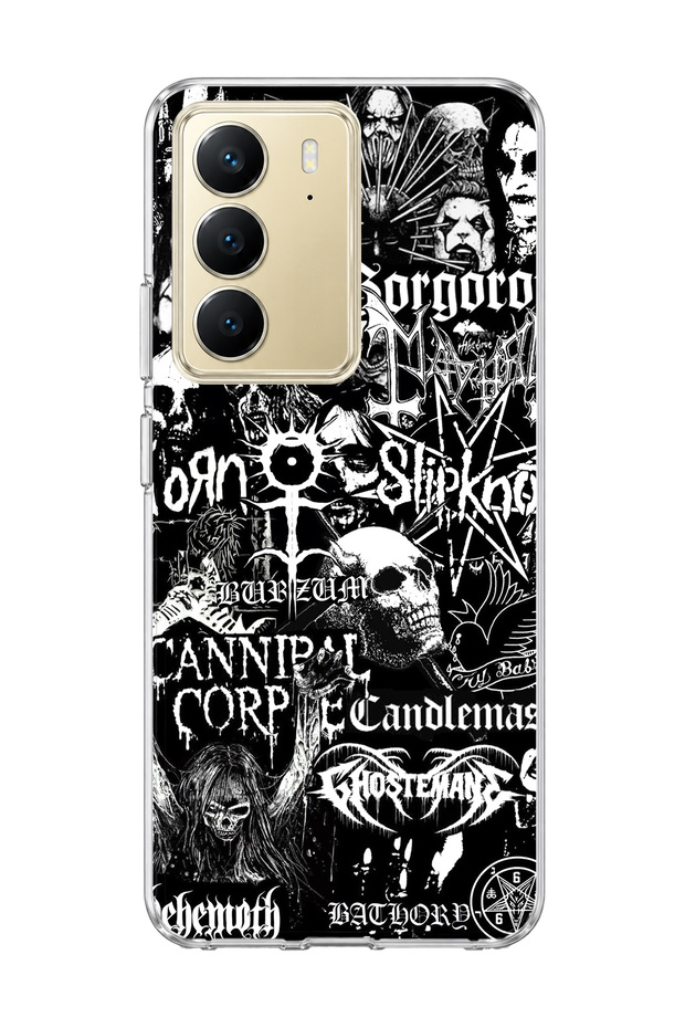 Realme C75 Compatible Gothic Music Collage Printed Transparent Phone Case