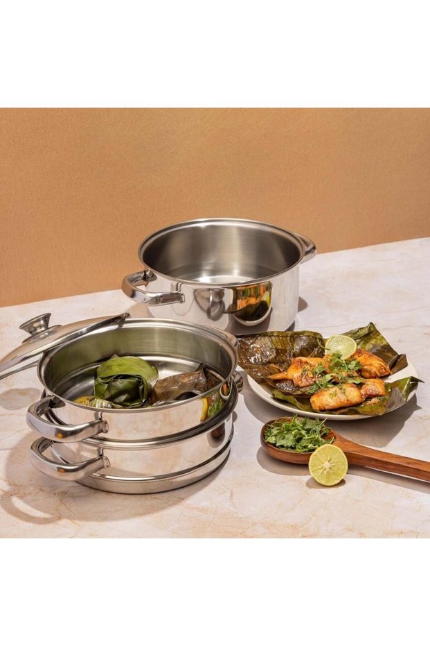 DANUBE HOME Stainless Steel 3 Tier Steamer for Cooking