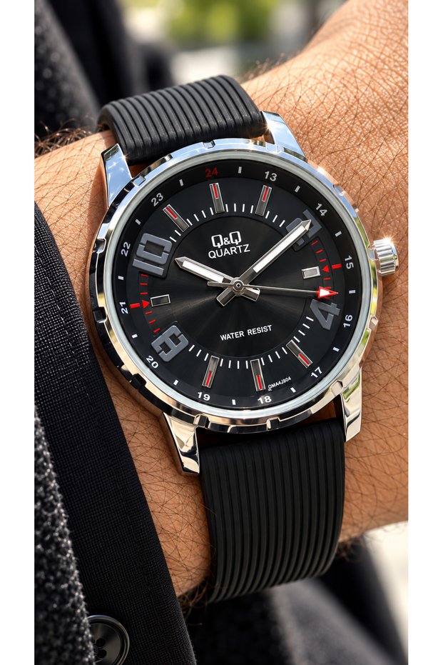 Black Silicone, Black Dial, in Stylish Box, Men's Wristwatch+Bracelet