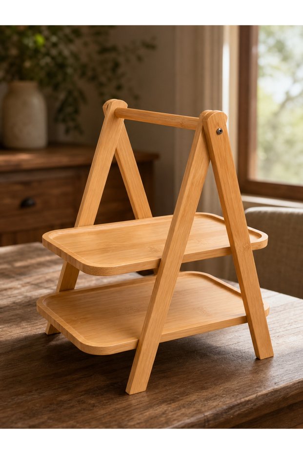 Ert-Bmb-521 Dar Model 2-Tier Bamboo Stand 32.5X17X36 cm