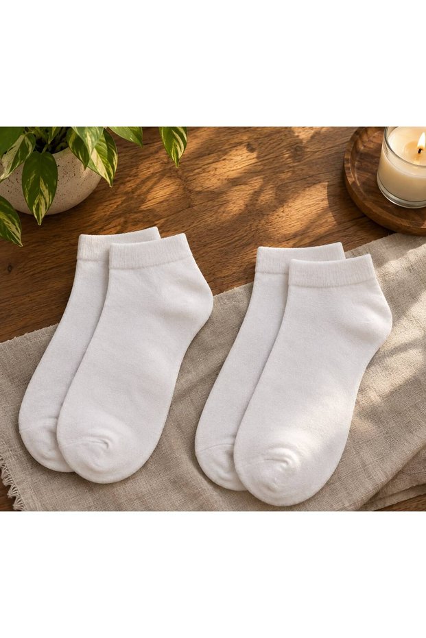 Bamboo Plain White Unisex 36-40 Bootie Socks