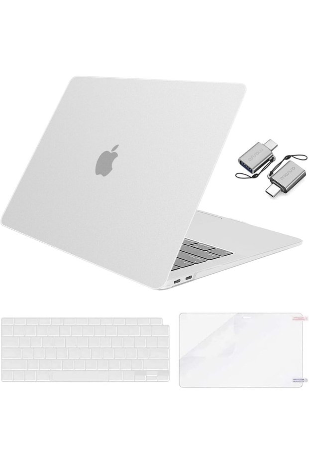 متوافق مع حافظة MacBook Air مقاس 13 بوصة M1 2022-2018، شفاف