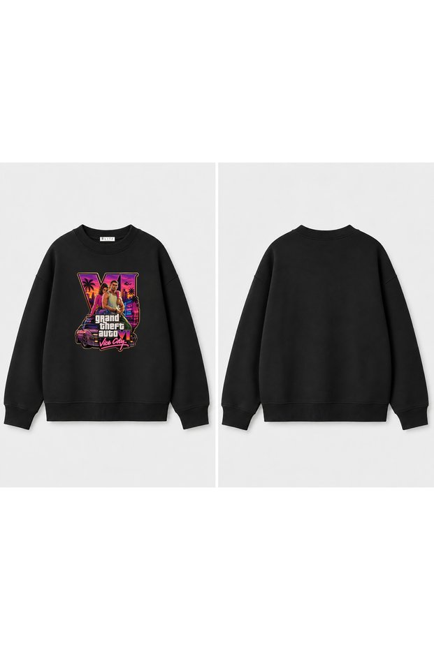 Gta 6 (Grand Theft Auto 6) Printed 3 Thread Crew Neck Sweatshirt