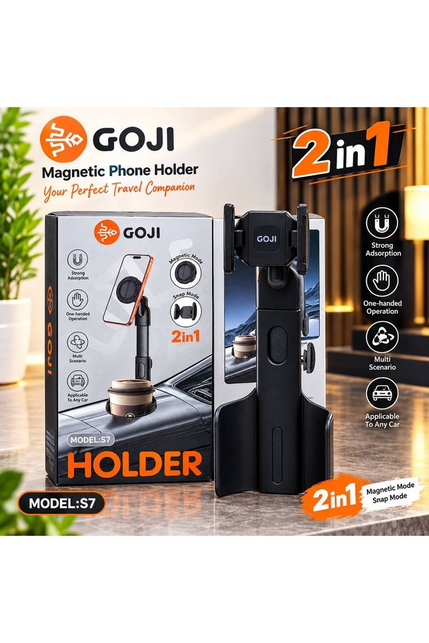 S7 2-in-1 Magnetic Car Cup Holder for Car Mobile Phones, Hands-Free Mobile Phone Stand