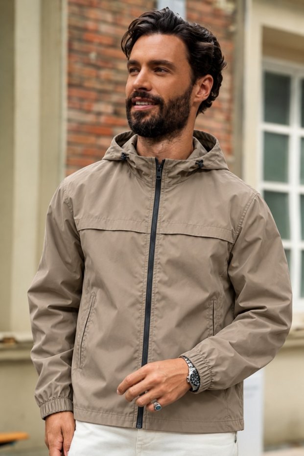 Men's Hooded Zippered Casual Seasonal Jacket