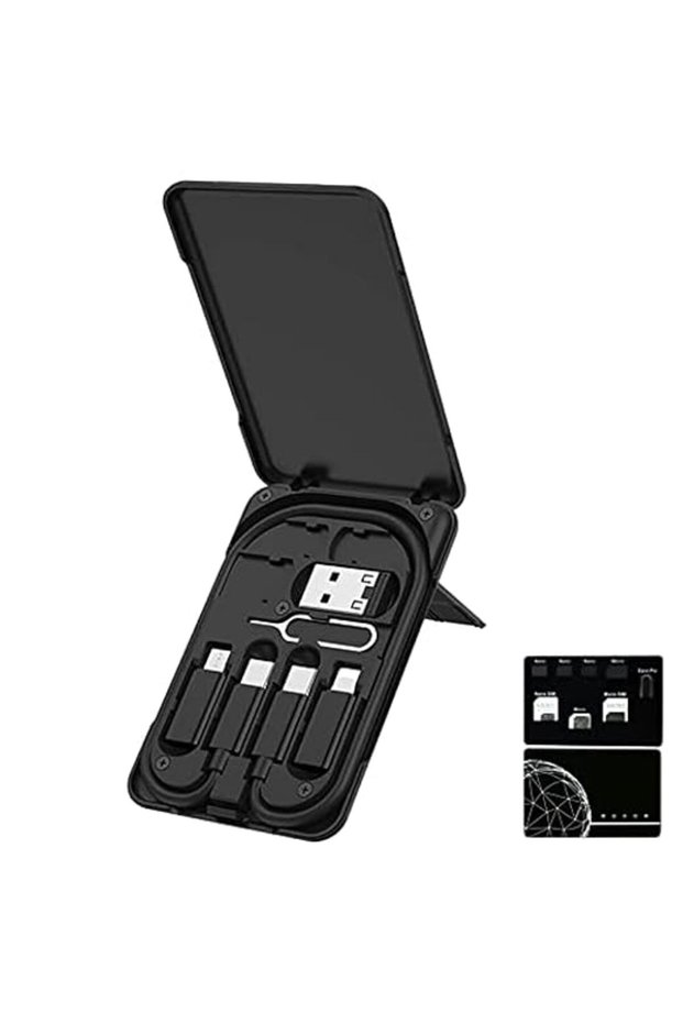 طقم كابلات متعددة للشحن مع محول USB من النوع C/IOS/مايكرو USB/إدخال وإخراج بطاقة SIM