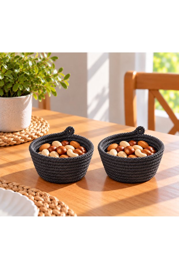 2-Piece Multi-Purpose Mesh Basket 12X6 cm Mini Snack Bowl Nut Bowl Decorative Organizer