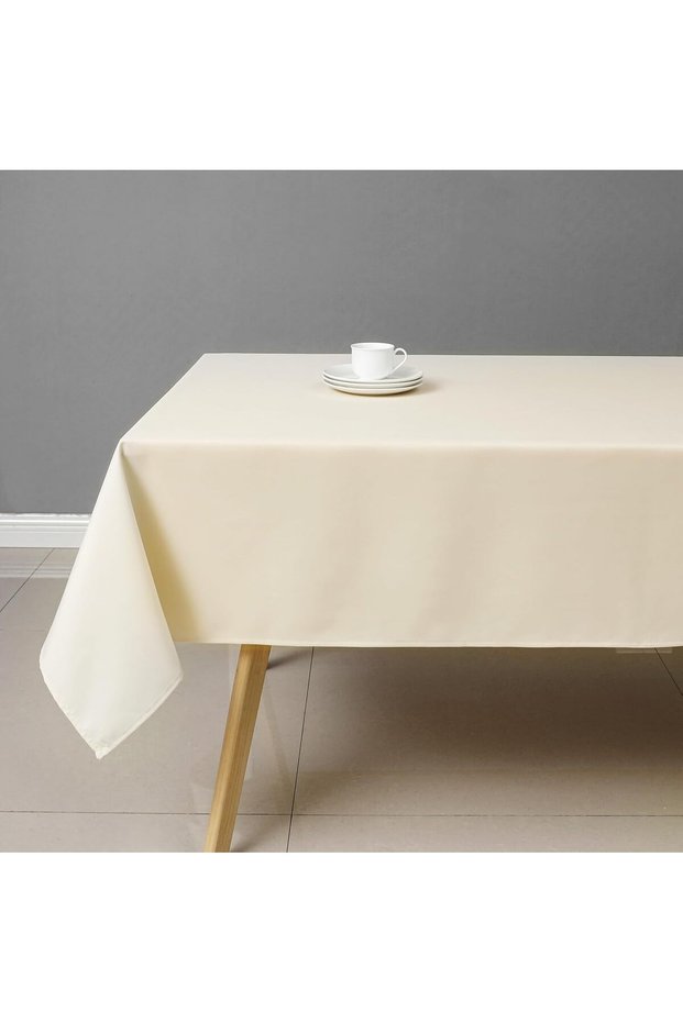 Beige Rectangle Tablecloth Wrinkle Resistant Washable Fabric Table Cloth for Dining,Kitchen, Parties
