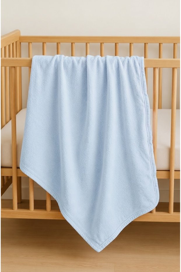 Outlet/ Single-Layer Cotton Pique Fabric Baby Blanket for Girls and Boys 77X98 Cm/Blue