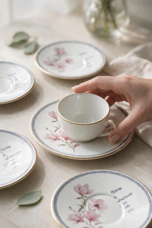 Lavia 6-Piece Ceramic Tea Plate, Tea Plate Diameter: 13cm