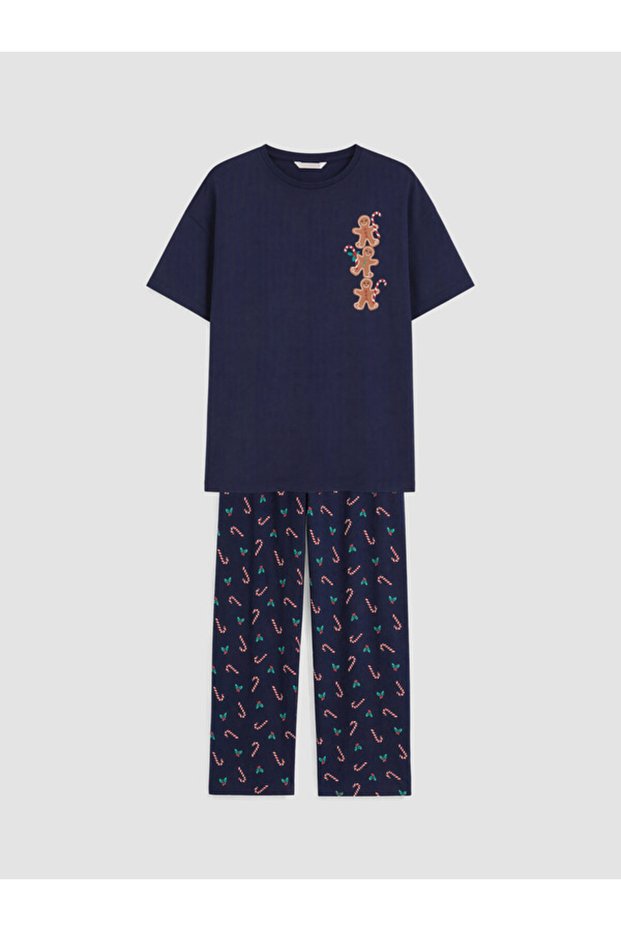 Rmz Gi̇yi̇m Farki̇yla New Year's Themed Women's Pajama Set