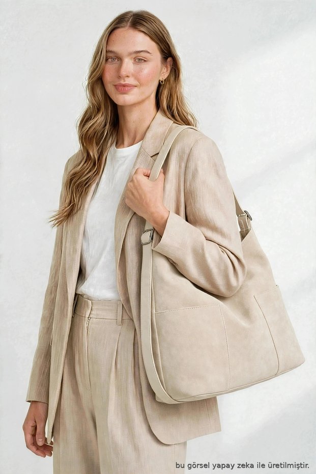 Women's Black Suede Hobo Shoulder Bag - Oversized Shoulder Bag with Belt Strap and Double Pockets
