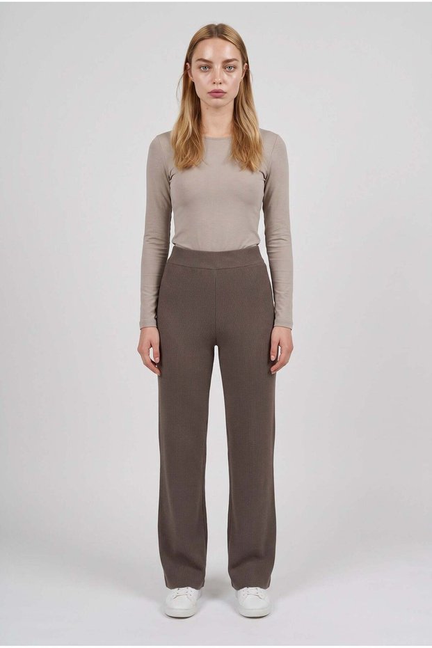 Women's Dark Mink Knitwear Trousers Single Bottom S-M-L Compatible Flexible One Size