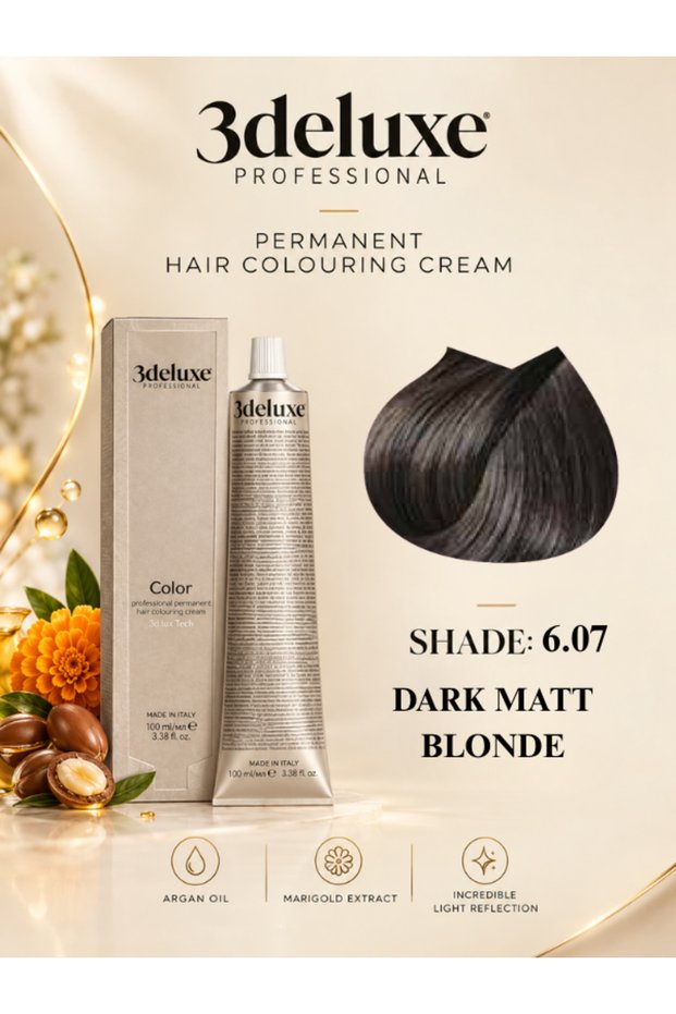 Hair Color Cream With Argan Oil & Marigold Extract Dark Matt Blonde 100ml 6.07