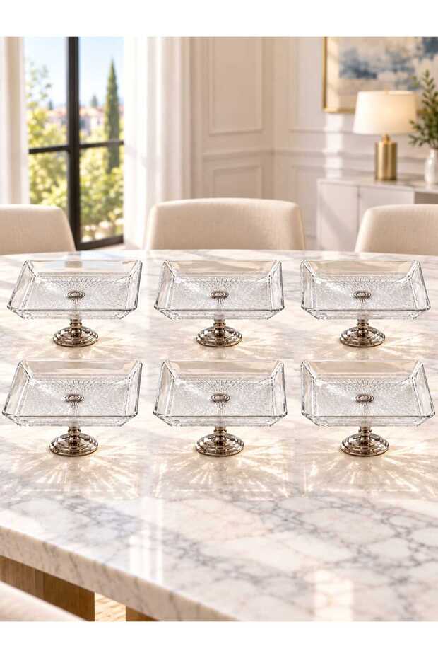 6-Piece Silver Set for Treats, Small Size Serving Tray