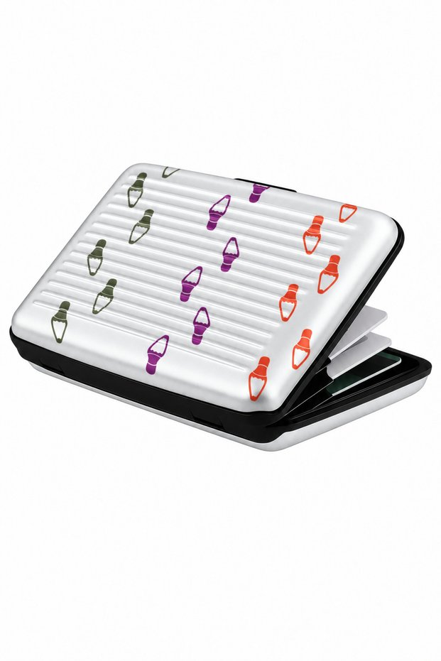 Christmas Light Bulbs Patterned Aluminum Card Holder - Patterned Cover Card Holder - Colorful Travel Card Holder - Covered Business Card Holder - Card Organizer - Credit Card Protector - Credit Card Holder
