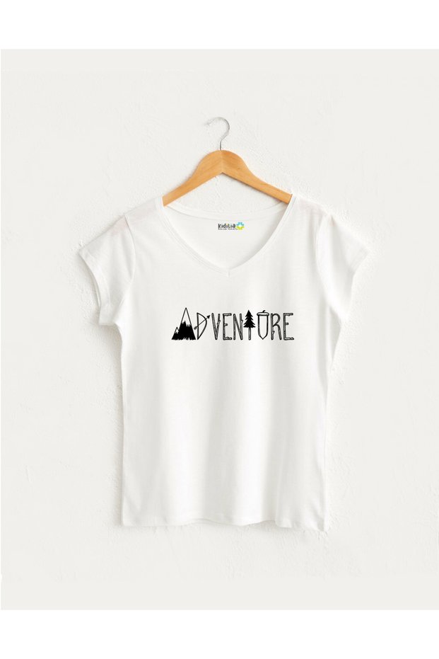 Adventure Typographic Design V-Neck T-Shirt