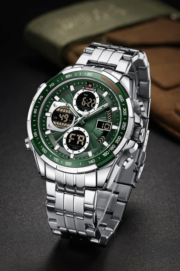 Digital - Analog Stainless Steel Band Gift Guaranteed Men's Wristwatch Nf9197