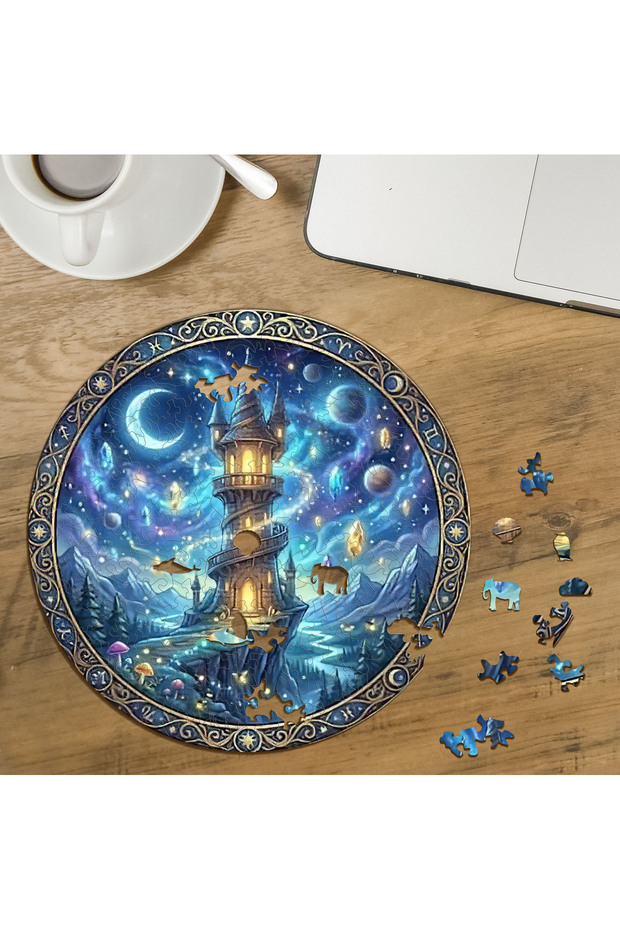 Fairytale Tower Design Special Cut Round 272 Piece Wooden Puzzle Mpda867