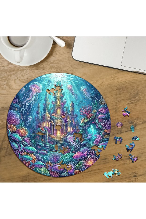 Underwater Kingdom Design Special Cut Round 272 Piece Wooden Puzzle Mpda626