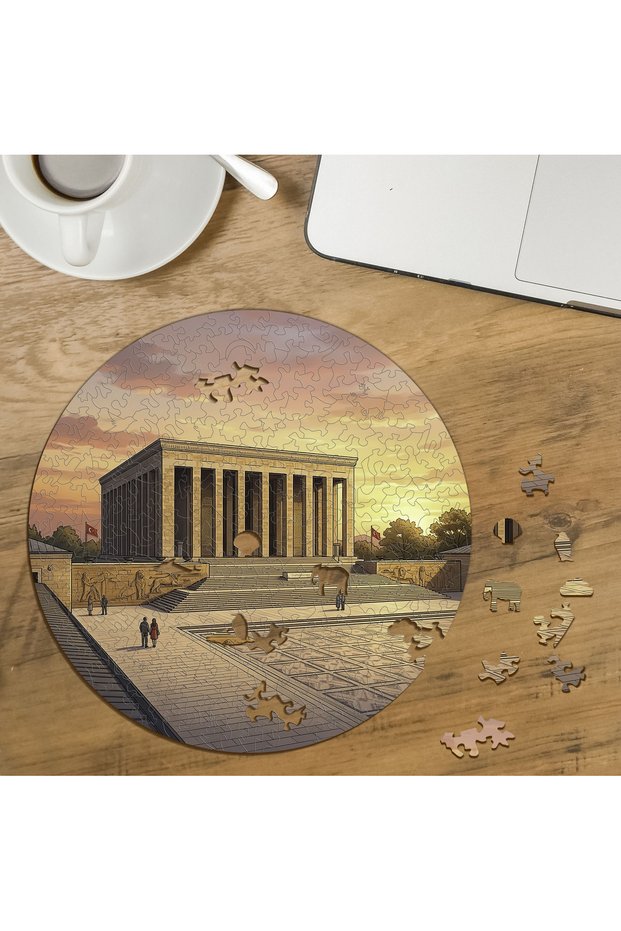 Anıtkabir - Ankara Designed Special Cut Round 272 Piece Wooden Puzzle Mpda636