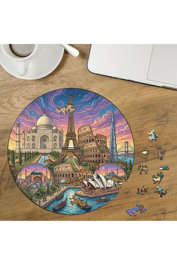 World Cities Design Custom Cut Round 272 Piece Wooden Puzzle Mpda765