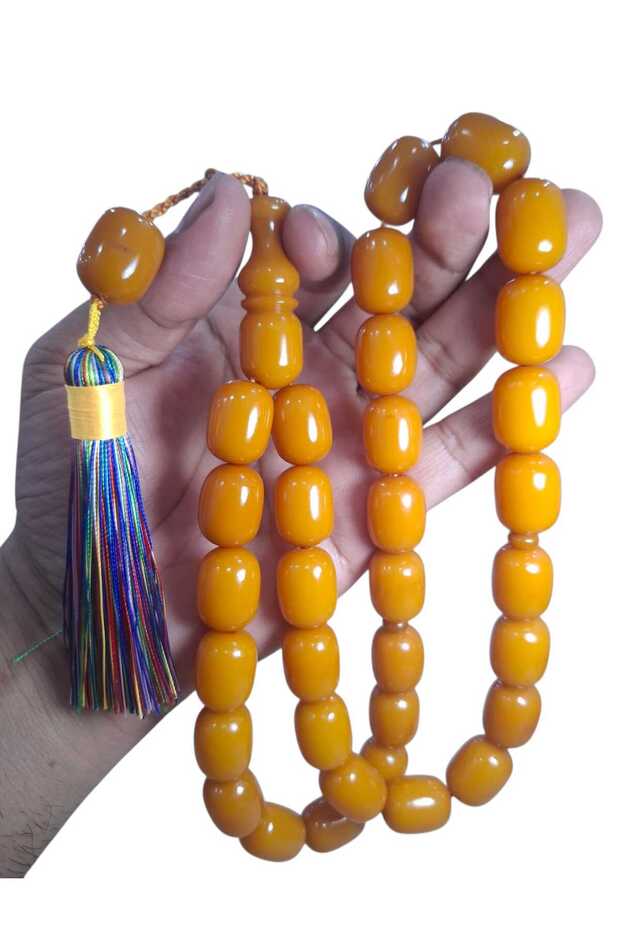 Original Oven-Fried Antique Crimped Amber 15*20 mm Large Collectible XXXL Prayer Beads