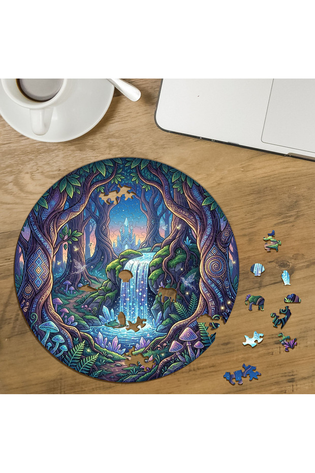 Fairytale Forest Design Special Cut Round 272 Piece Wooden Puzzle Mpda614