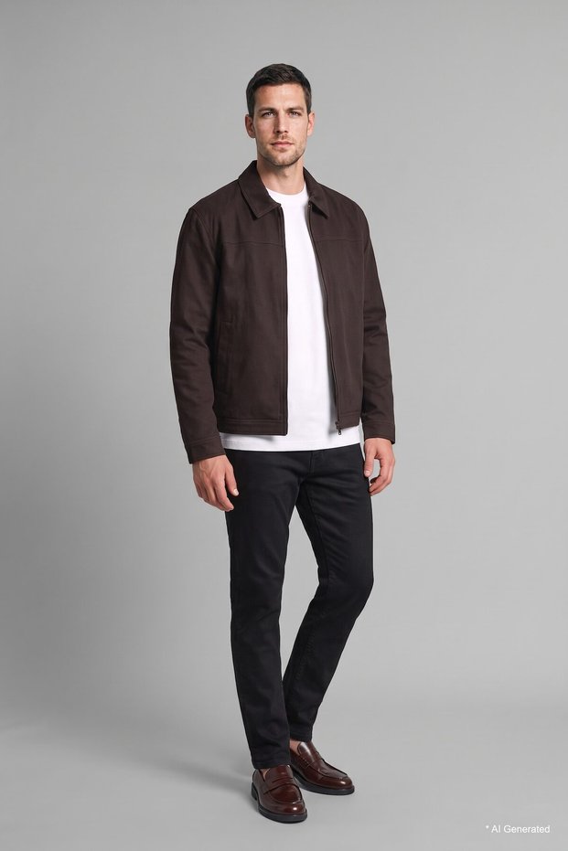 Regular Fit Shirt Collar Zippered Waterproof Coat I1212Ax26Wn