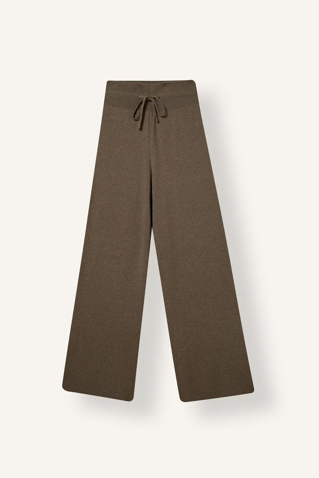 Wide Leg Knitwear Pajama Bottoms with Tie Belt I2677Ax26Au