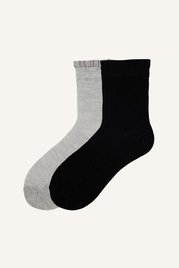 Women's 2-Piece Ruffled Cotton Socks I7239Axns