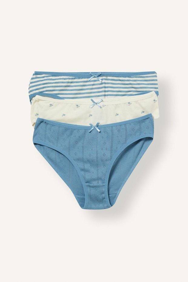 Bow Detailed Patterned Combed Cotton 3-Piece Slip Panties for Girls I8686A826Au