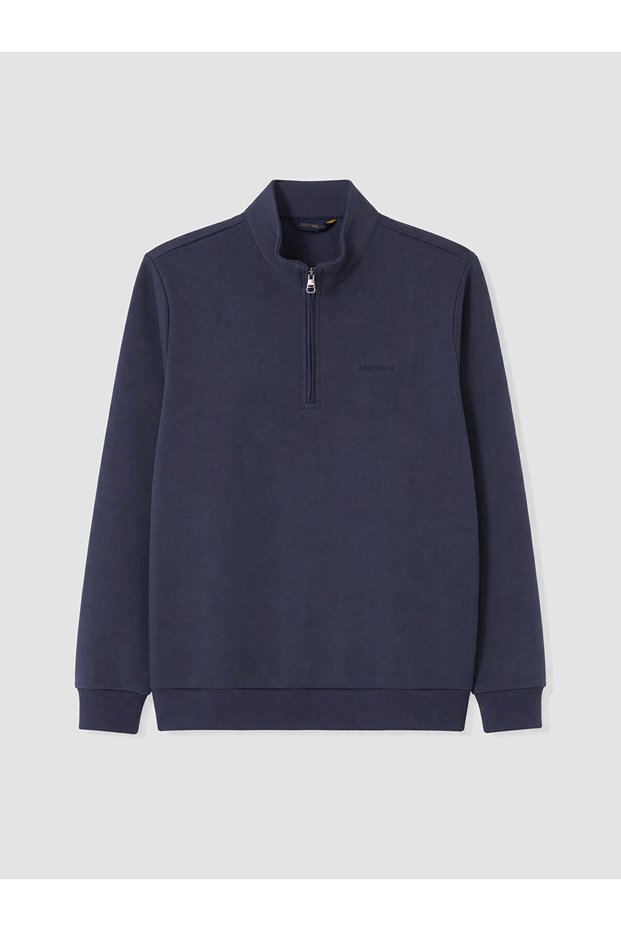 Peak New Season Navy Blue High Collar Men's Thick Sweatshirt