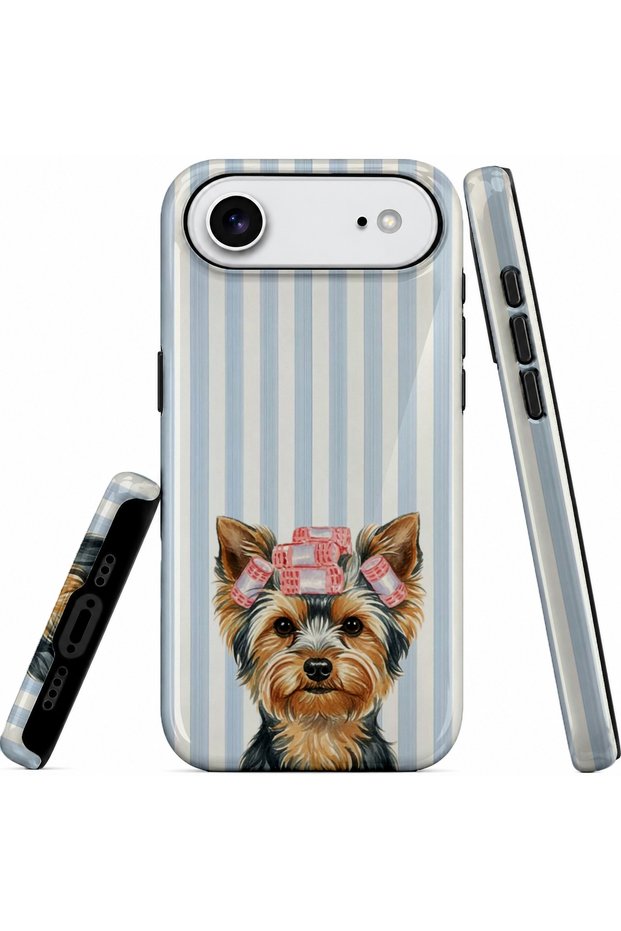 iPhone 17 Air Compatible - Striped Dog, Double Layer Cover, Glossy Surface Protective Case