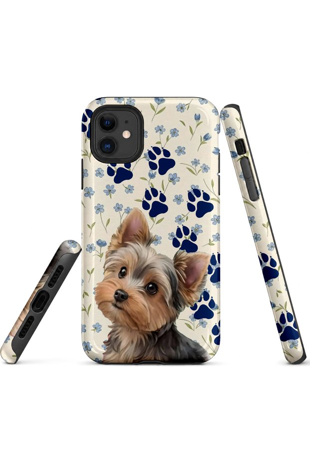 Compatible with iPhone 12 / 12Pro - Floral Dog, Double Layer Cover, Glossy Surface Protective Case