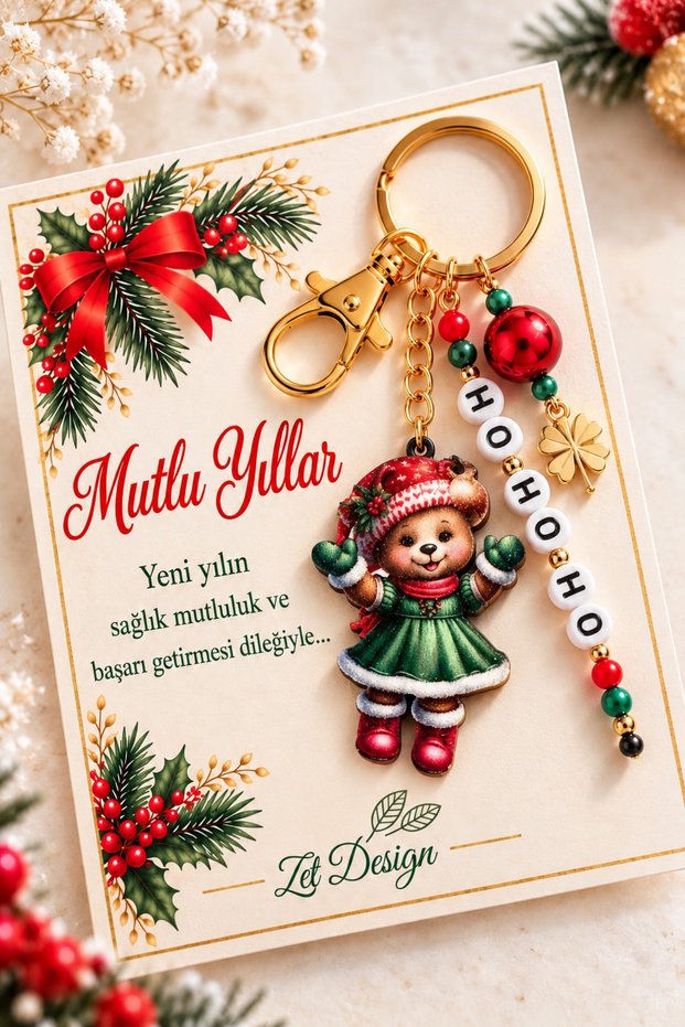 Christmas Themed Card Keychain Bag Ornament